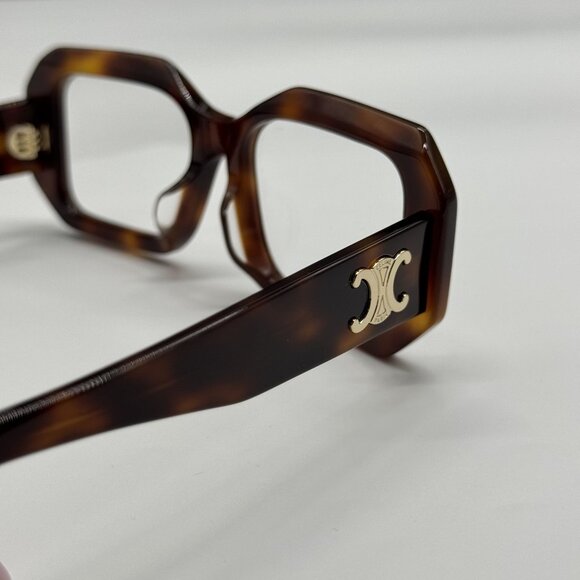 NEW CELINE CL50155F 053 GEOMETRIC HAVANA BROWN EYEGLASSES CELINE - Picture 5 of 11